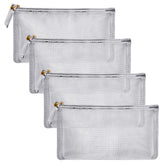 HRX Package pochette maquillage en maille argentée, pratique et transparente.