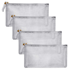 HRX Package pochette maquillage en maille argentée, pratique et transparente.