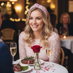 Huachi bandeau à sequins rose, détail festif pour vêtements quotidiens.
