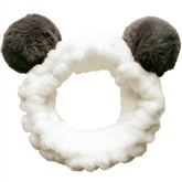 Huachi bandeau cheveux panda avec oreilles blanches, confortable pour maquillage