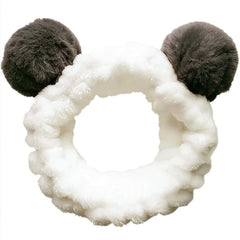 Huachi bandeau cheveux panda avec oreilles blanches, confortable pour maquillage