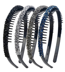 Bandeau Huachi dent cristal argent proche – éclat élégant pour cheveux.