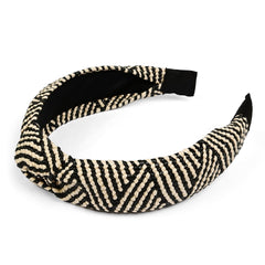 Huachi bandeau noeu paille noir blanc, tresse bohème pour look décontracté.