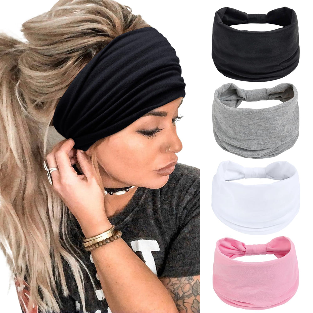 Bandeau large Huachi noir pour sport et confort quotidien.