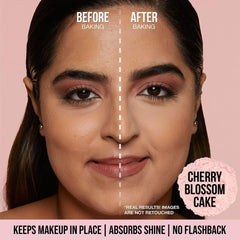Application douce avec Huda Cherry Blossom sur le contour des yeux.