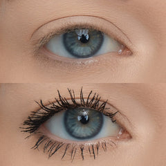 Huda Legit Lashes Application sur l'œil avec résultat clair.