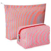 Trousse Huhumy ensemble en seersucker rouge, rangement élégant pour le maquillage.
