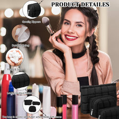Huhumy pochette noire matelassée, rangement pinceaux et petits objets