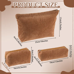 Huhumy grande trousse corduroy brun – grande capacité pour cosmétiques et accessoires