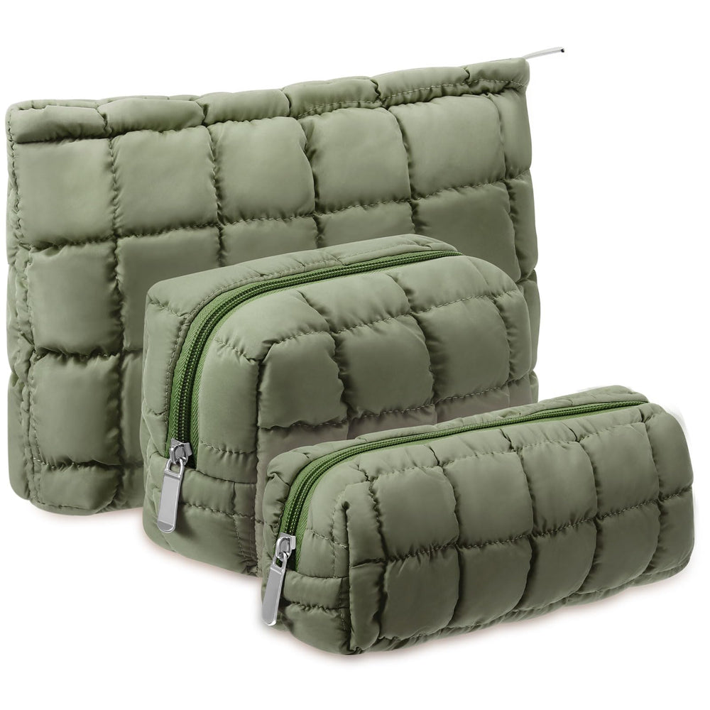 Trousse de maquillage Huhumy à carreaux vert, pratique pour ranger maquillage et accessoires.