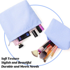 Huhumy trousse toiletries seersucker bleu protège les articles de toilette en déplacement