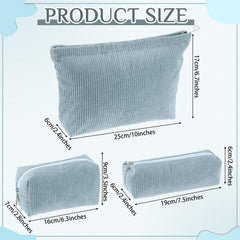 Trousse compacte bleu Huhumy corduroy, petite, idéale pour le sac à main