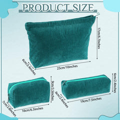 Huhumy trousse velours cotele vert sombre grand, grande capacité pour cosmétiques et accessoires.