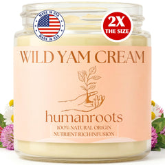 humanroots crème d’igname sauvage en bouteille, texture légère apaisante pour peau sensible