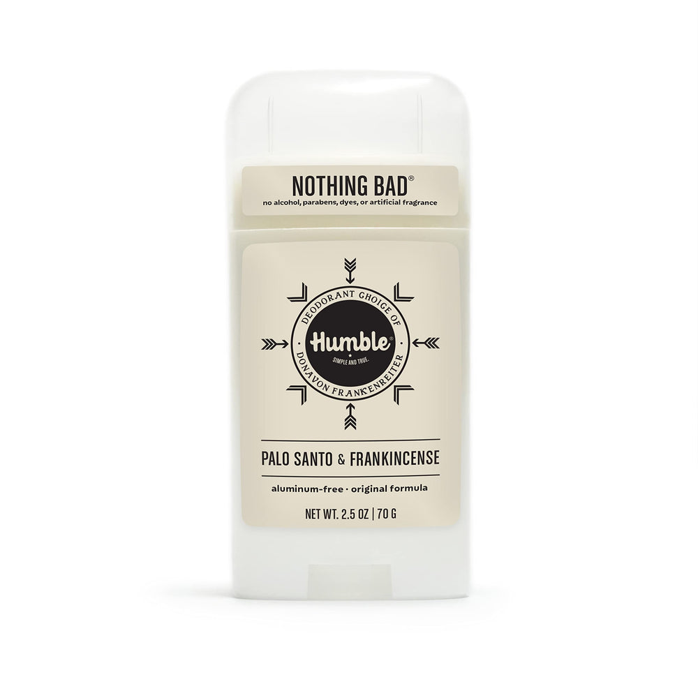 Déodorant Humble Brands Original Formula sans aluminium présenté en bouteille, fraîcheur durable.