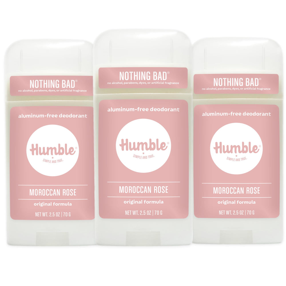 Déodorant Humble Brands Formule Originale, bouteille rose marocaine et parfum frais durable