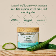 Lingettes Humphreys hamamélis texture douce, douceur adaptée aux peaux sensibles.