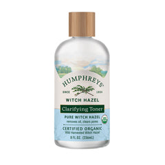 Humphreys Tonique clarifiant, bouteille, peau nette et hydratée.