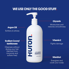 Shampoing Huron nourrissant à l’argan: flacon, hydrate le cuir chevelu.