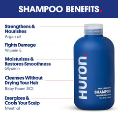 Huron Shampoing Homme - parfum mentholé et agrumes pour une sensation rafraîchissante.