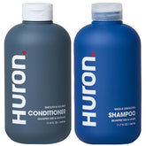 Gamme Huron shampooing et apres-shampooing pour hommes, duo pratique et hydratant.