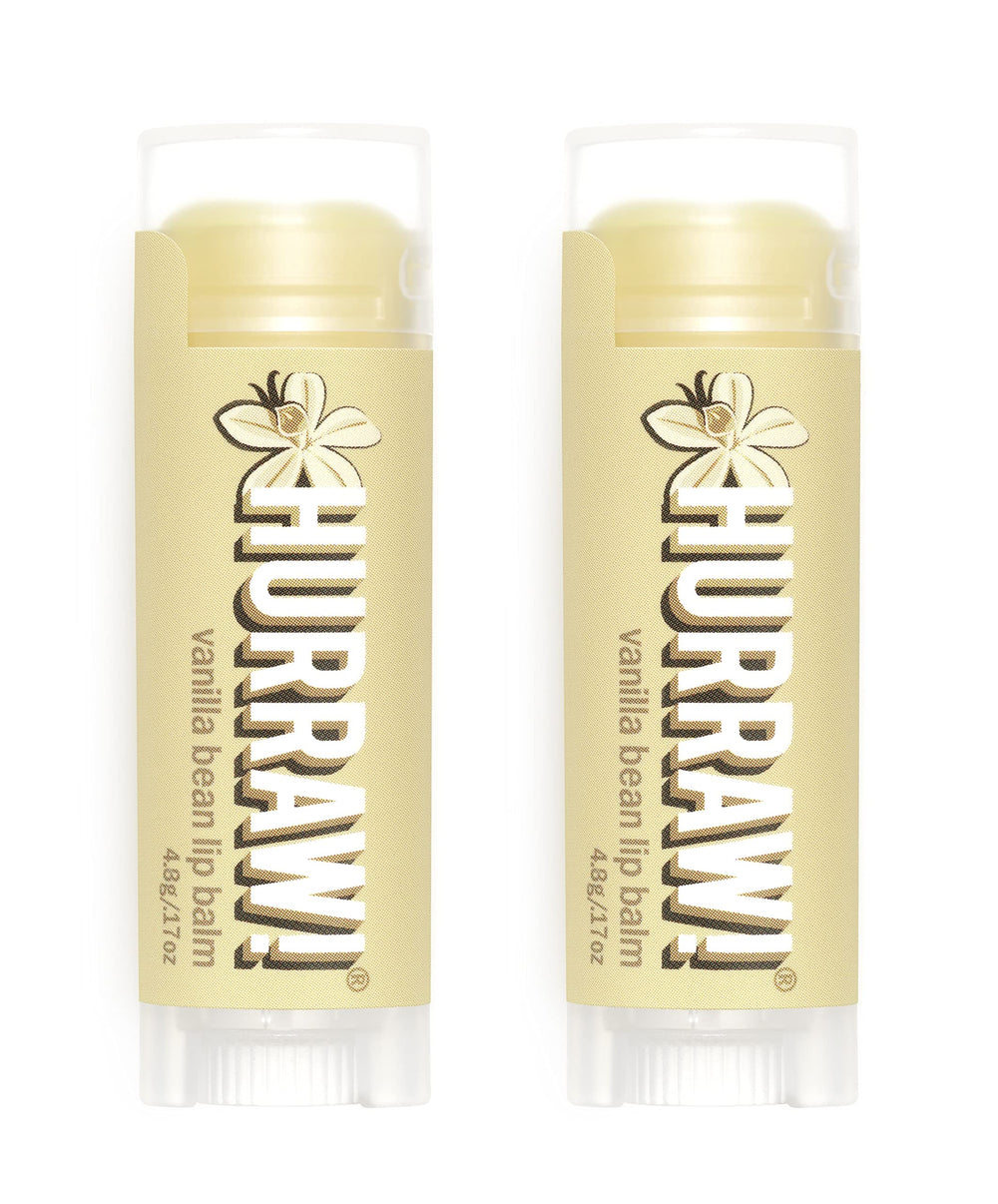 Hurraw! Vanille Bean baume lèvres, tubes ovales, hydratation durable.