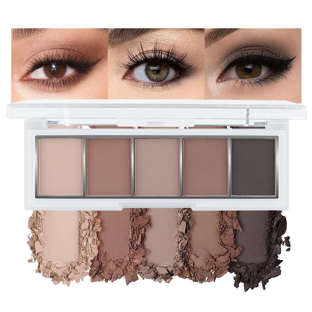 Hxssll palette yeux neutre froid rose-taupe matte, rendu naturel et lumineux.