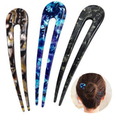 HYFEEL broche chignon U forme bleu, maintien élégant et discret.