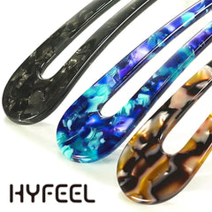 HYFEEL broche chignon U forme marron, adaptée à différentes longueurs.