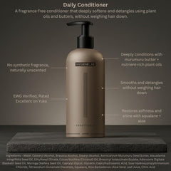 HygieneLab après-shampoing homme, ingrédients nourrissants pour hydratation profonde.
