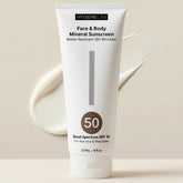 Bouteille HygieneLab Minéral SPF50 offrant une protection quotidienne pour peau sensible.