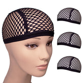 Cap HyunDu crochet noir maille ensemble, idéal pour fixer les cheveux.