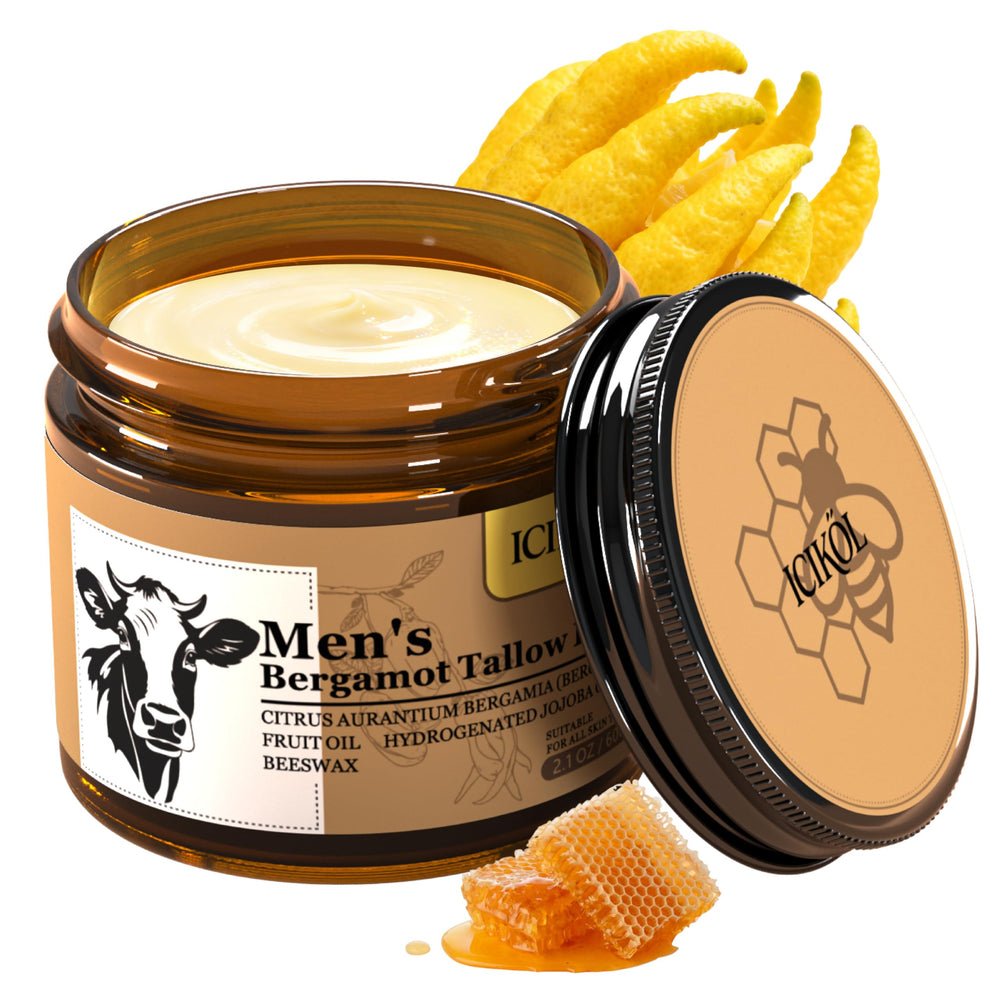 ICIKOL baume graisse de boeuf miel bergamote bouteille pour soin quotidien.