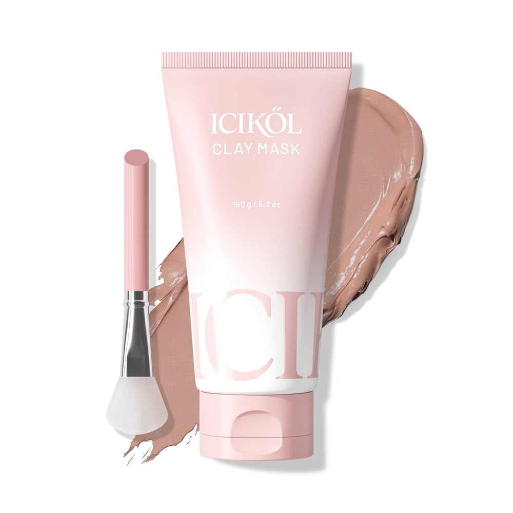 ICIKOL Masque Argile Rouge Détox, emballage élégant pour une routine efficace.