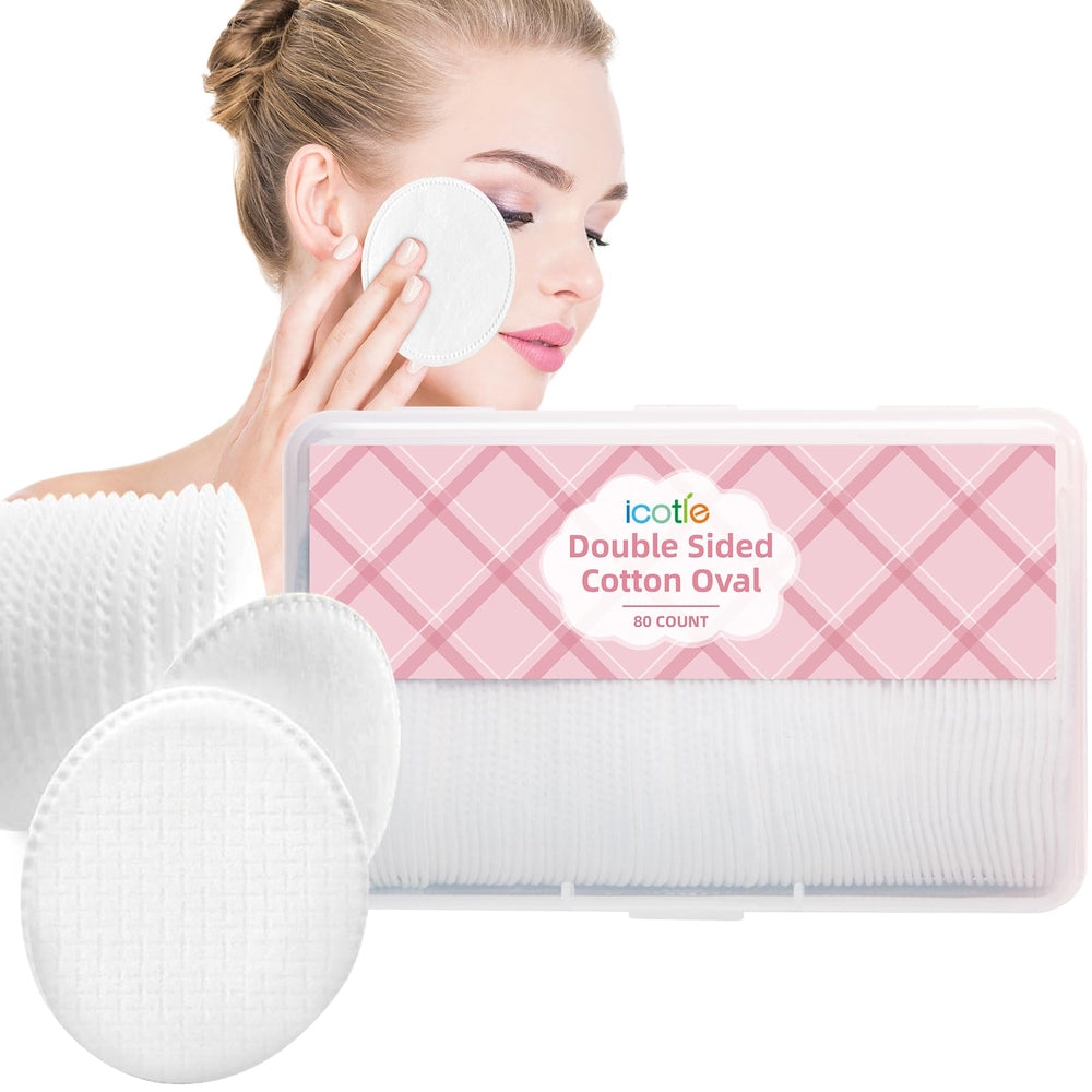 ICOTLE disques coton ovale grand 80, emballage réutilisable pratique.