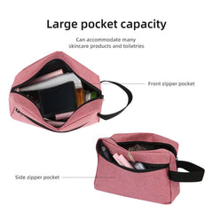 Icramsy sac toilette voyage Rose Poudré poche zippee latérale pour petits objets.