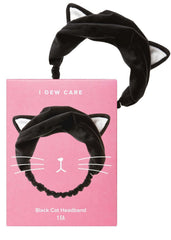 Bandeau I DEW CARE lavage visage chat noir, doux et antidérapant pour routine beauté