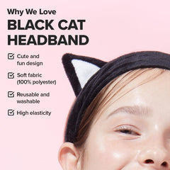 Bandeau visage chat noir I DEW CARE, accessoire mignon et pratique pour maquillage