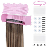 IDN Beauty Hair Extension Holder Rose Stand demonstrates secure storage for wigs and extensions.