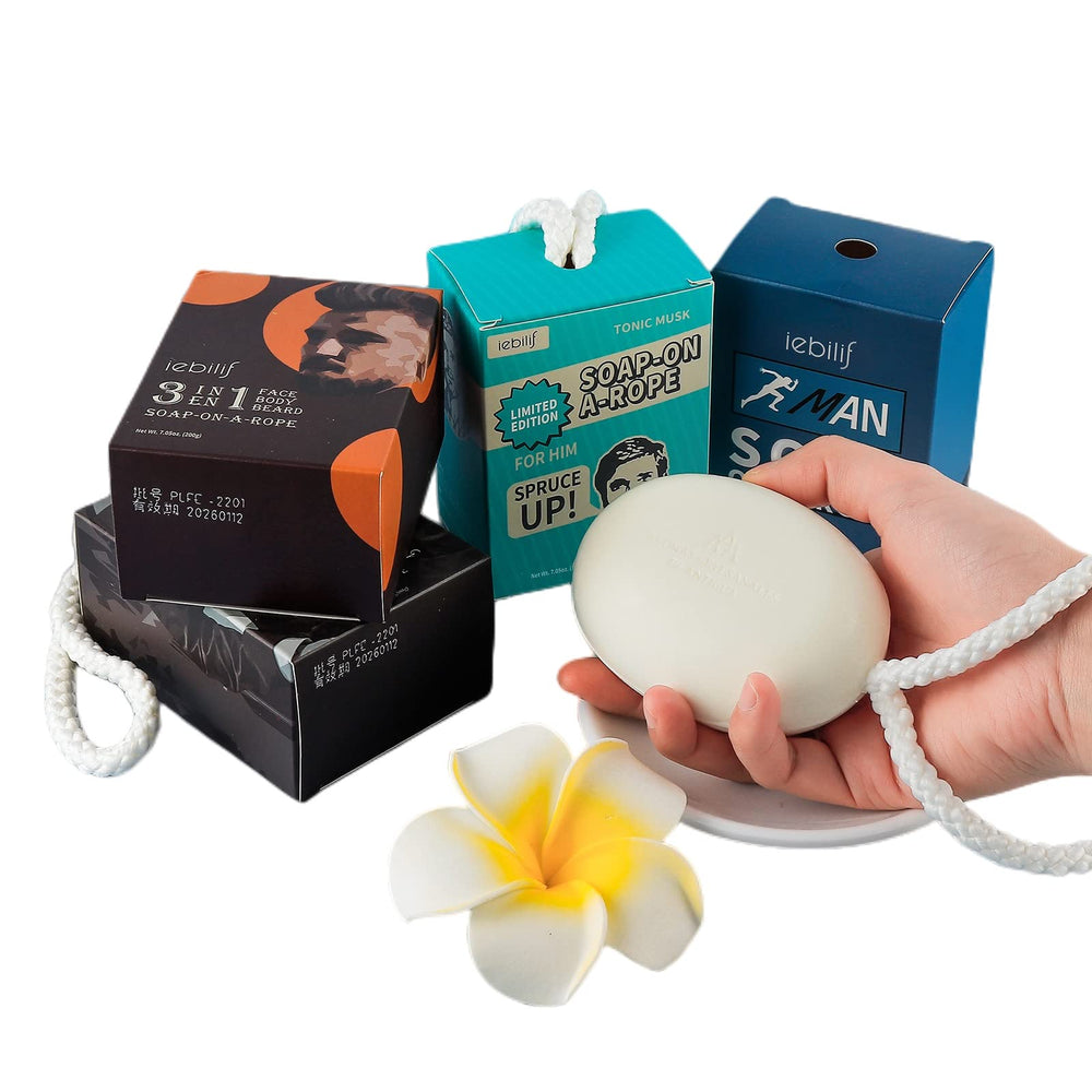 IeBilif savon-barre sur corde pour homme, hydratant et pratique.