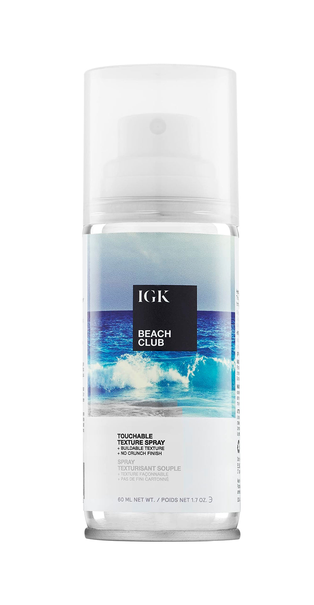 IGK Beach Club brume-texture-bouteille: spray léger pour volume durable et mouvement naturel