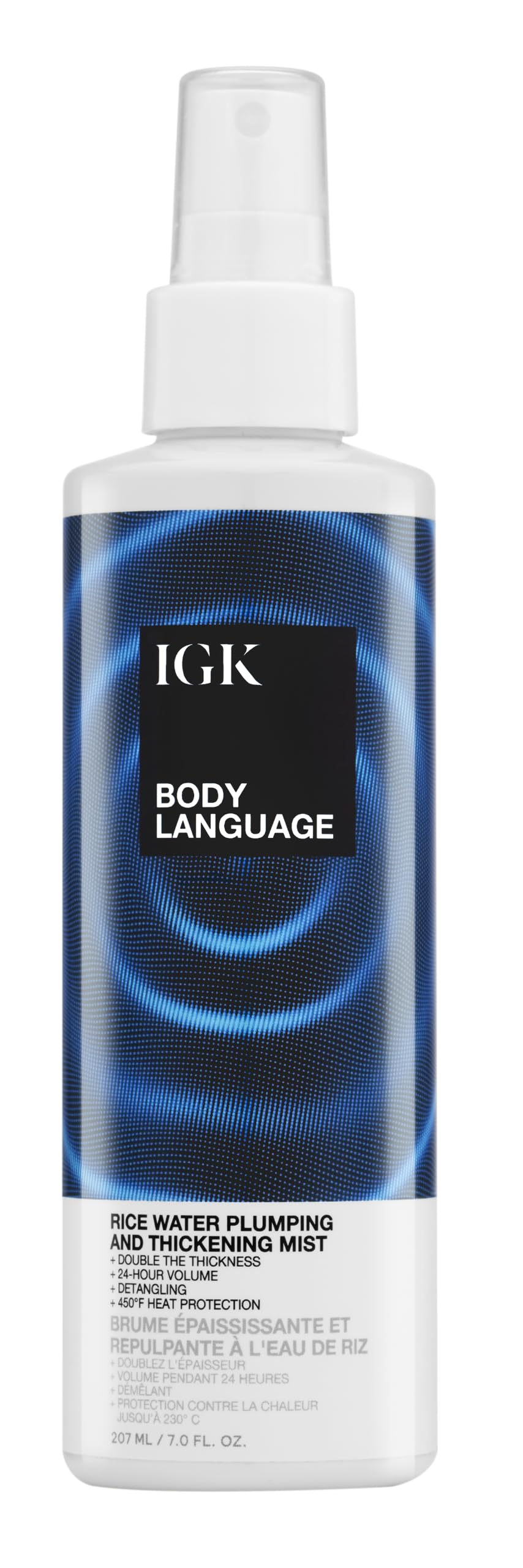 IGK Body Language brume riz flacon, vaporisation légère pour volume et éclat