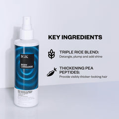 IGK Body Language volume-cheveux-lumineux, apporte un volume durable avec un aspect léger
