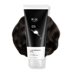 IGK Masque Déposant de Couleur Noir Fumé, bouteille – rafraîchit subtilement la couleur et nourrit les cheveux.