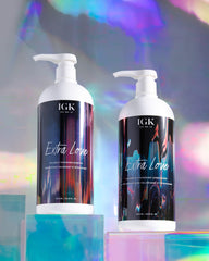 IGK Extra Love Volume Shampoo – emballage élégant évoquant volume.