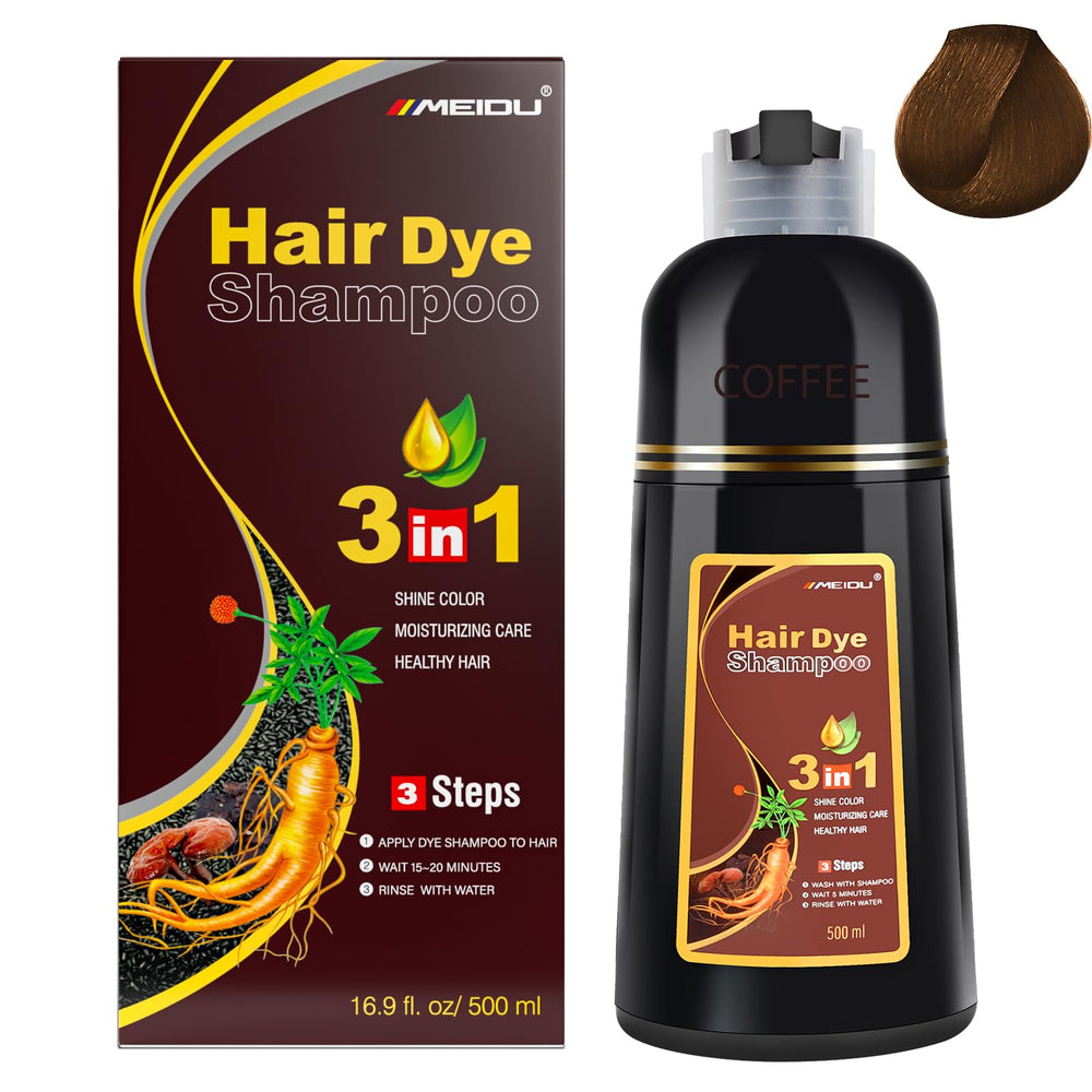 IIIMEIDU Shampoing-teinture pour cheveux gris avec couleur café rapide.