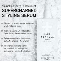 Iles Formula Curl Revive: protection chaleur jusqu'à 450 °F pour des boucles rebondies.