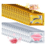 Eqimznv — 32 Paires Masques Yeux & Lèvres, Gel 24K Cristal, Hydratation et Ridules
