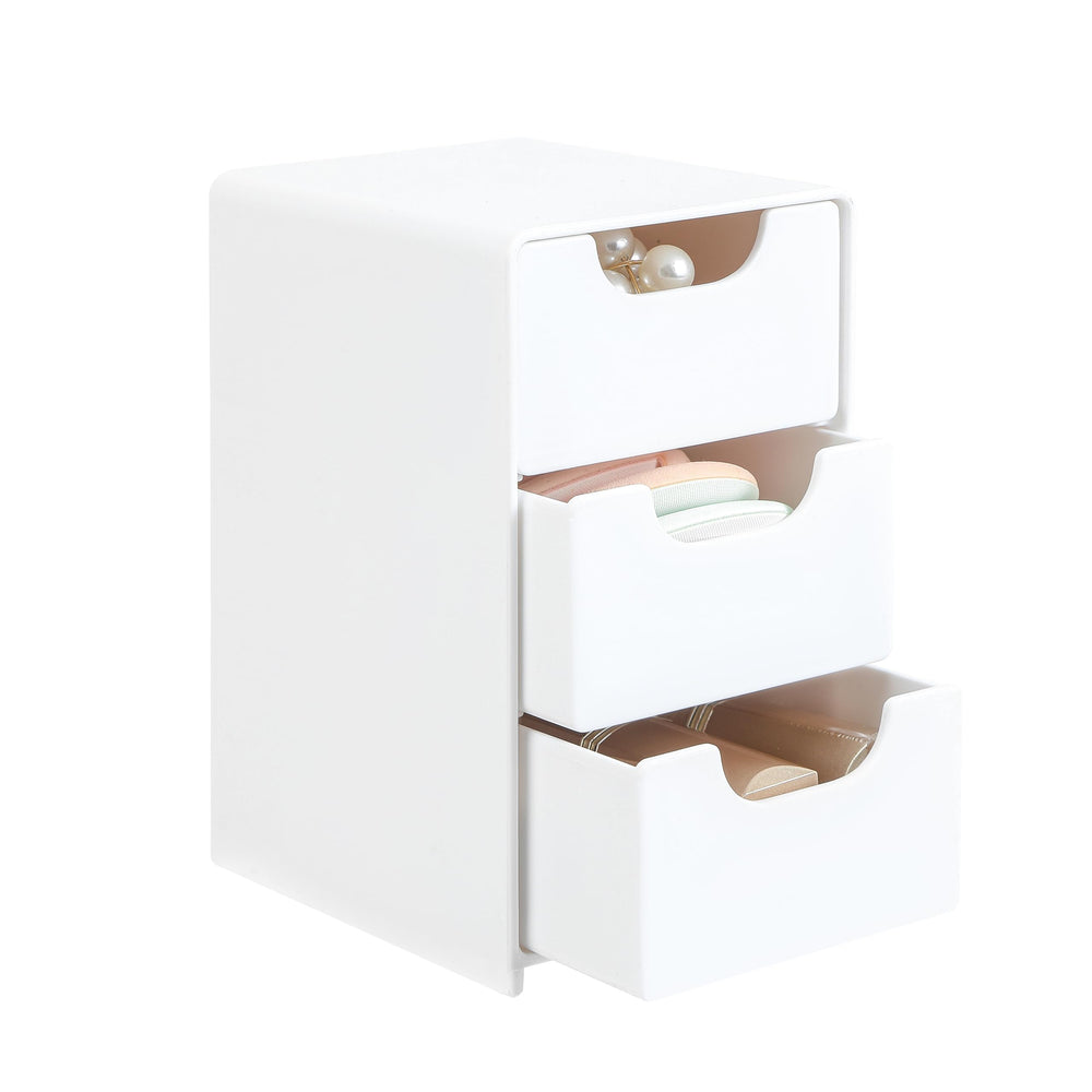 Imakmasion mini-organisateur blanc avec 3 tiroirs pour accessoires.