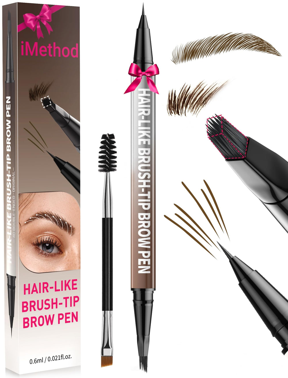 iMethod Stylo-Sourcils 2-en-1 avec brosse pour des sourcils naturels